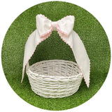 Custom White Cotton Pique Bow with Trim