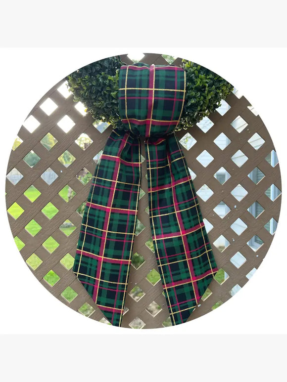 Green Holiday Plaid Sash