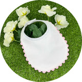 White Cotton Pique Infant Bib with Ric Rac Trim