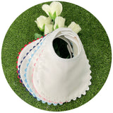White Cotton Pique Infant Bib with Ric Rac Trim