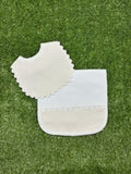 Vintage Ivory Cotton Pique Infant Bib and Burp Set