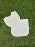 Vintage Ivory Cotton Pique Infant Bib and Burp Set
