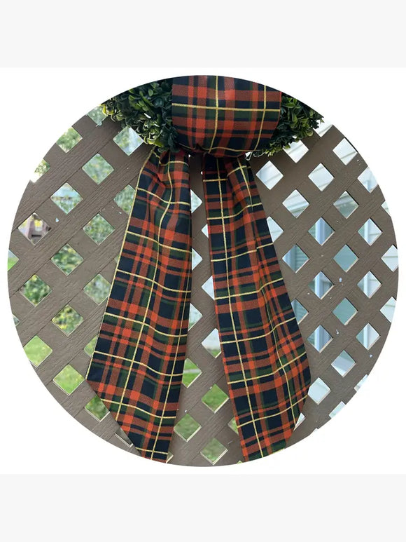Orange Holiday Plaid Cotton Sash 