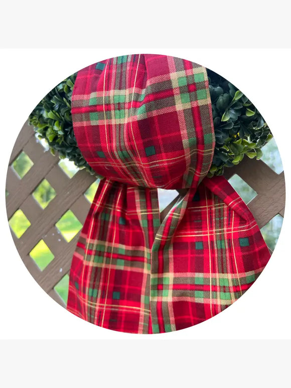 Red Plaid Cotton Sash 