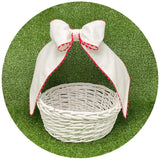 Custom White Cotton Pique Bow with Trim