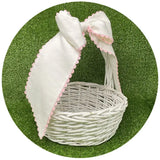 Custom White Cotton Pique Bow with Trim