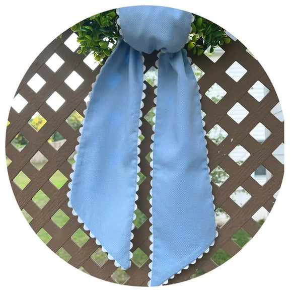 Blue Cotton Pique Sash with Trim 