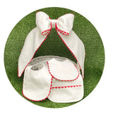 Custom White Cotton Pique Bow with Trim