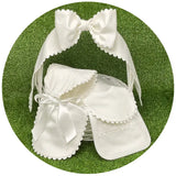 Custom White Cotton Pique Bow with Trim
