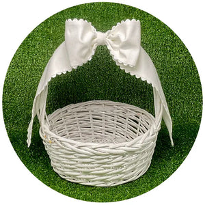 Custom White Cotton Pique Bow with Trim