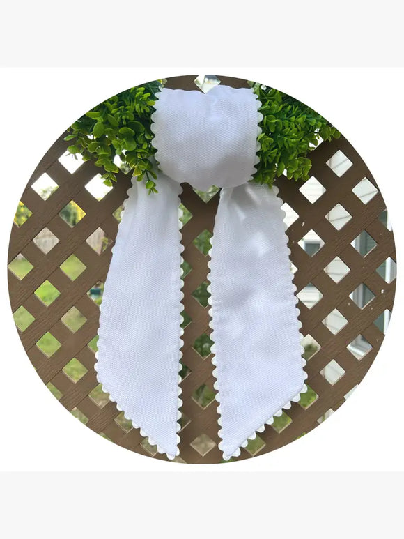 White Cotton Pique Sash with Trim