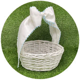 Custom White Cotton Pique Bow with Trim