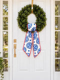 Porcelain Cotton Sash with Red Trim