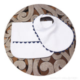 White Cotton Pique Infant Bib and Burp Set