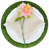 Linen Blend Scalloped Napkins with White Trim