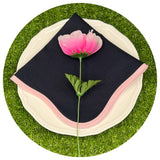 Linen Blend Scalloped Napkins with Pink Trim
