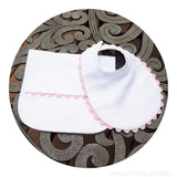 White Cotton Pique Infant Bib and Burp Set