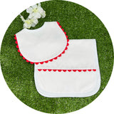 White Cotton Pique Infant Bib and Burp Set