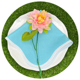 Linen Blend Scalloped Napkins with White Trim