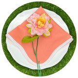 Linen Blend Scalloped Napkins with White Trim