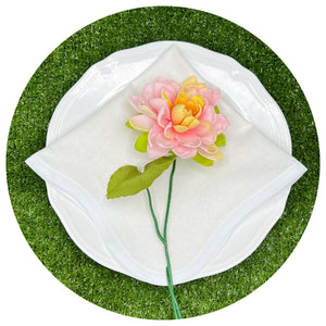 Linen Blend Scalloped Napkins with White Trim