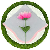 Linen Blend Scalloped Napkins with Pink Trim