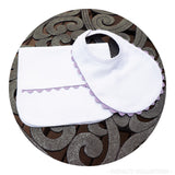 White Cotton Pique Infant Bib and Burp Set