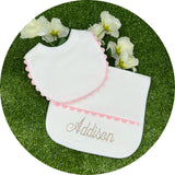 White Cotton Pique Infant Bib and Burp Set