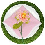 Linen Blend Scalloped Napkins with White Trim