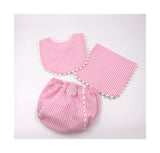 Gingham Bib, Burp Cloth and Diaper Cover Set