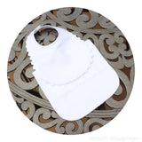 White Cotton Pique Infant Bib and Burp Set