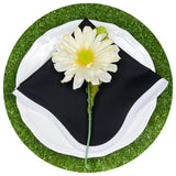 Linen Blend Scalloped Napkins with White Trim