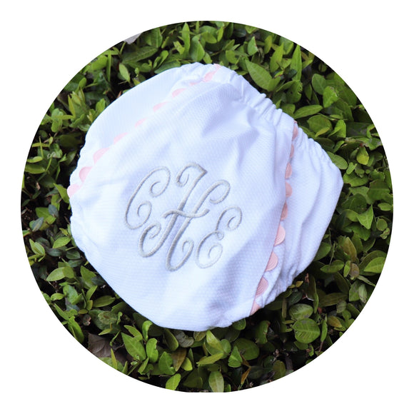 White Cotton Pique Diaper Cover